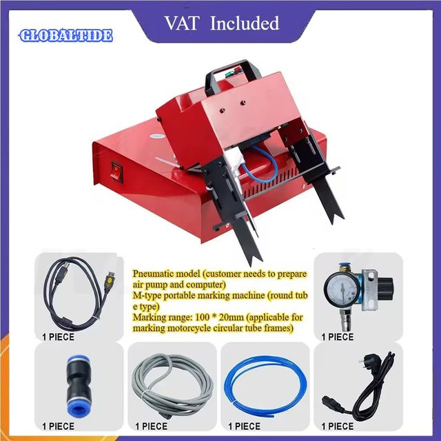 XMSJ Tragbare pneumatische Punktpräge-Metallrahmenmarkiermaschine für VIN-Code, Fahrgestellnummer, 220V, EU-Stecker, Prägebreite: 100 mm, Prägehöhe: 20 mm - Bild 1