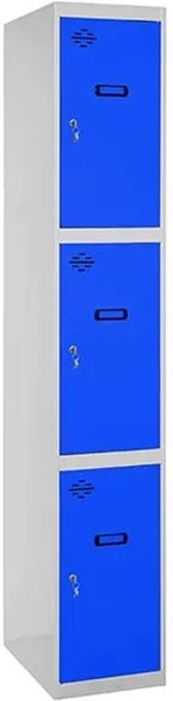 PROREGAL Spind AMEGO Schließfach Garderobe mit 3 Abteilen, Grau-Blau, H x B x T: 180 x 40 x 50 cm - Bild 1