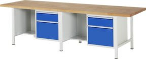 Rau Werkbank höhenverstellbar 8451A2 mit 4 Schubladen in Braun, B: 300 cm, T: 90 cm, H: 84-104 cm - Bild 1