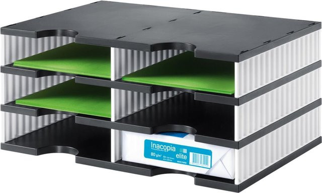 styrodoc duo Dateiablagebox aus Polystyrol in Schwarz-Weiß für C4 Dokumente B/H/T: 33,1 x 22,3 x 6,0 cm - Bild 1