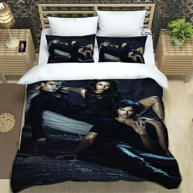 Gu Tao Bettwäsche-Set The Vampire Diaries Damon Salvatore, Schwarz, King-Größe, B: 245 cm, H: 210 cm - Bild 1