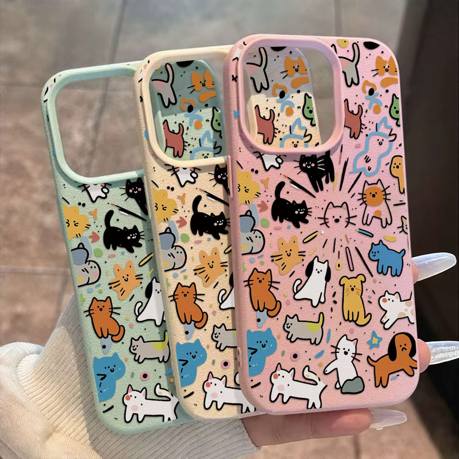 AKABEILA Graffiti Handyhülle aus Leder und Silikon für iPhone, Stoßfeste Schutzhülle in Schwarz und Multicolour - Bild 2