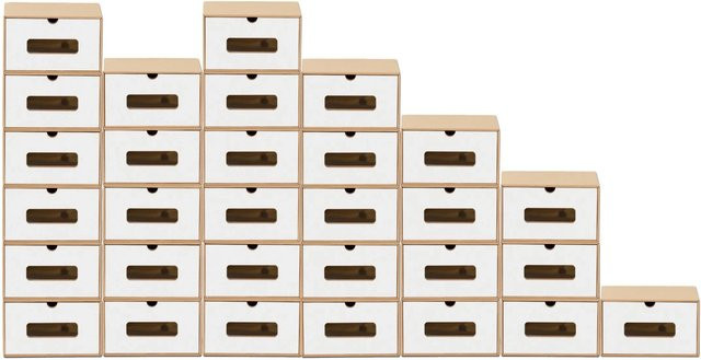 BigDean Schuhaufbewahrung Stapelbare Schuhbox mit Sichtfenster Braun/Weiss - Bild 1
