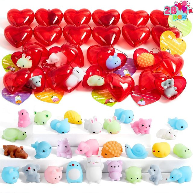 Discover Intime 28 Mochi Squishy gefüllte Herzen mit Valentinskarten - Bild 1