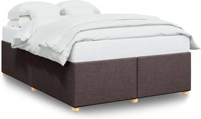 vidaXL Bettgestell aus massivem Kiefernholz und Stoff in Dunkelbraun, B/T/H: 160 x 200 cm - Bild 1
