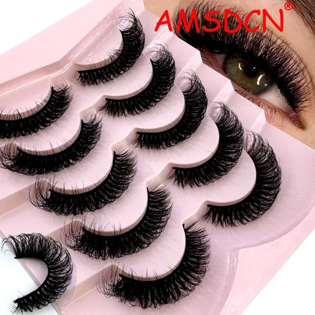 AMSDCN Künstliche Wimpern, Black, Natürlich, 5 Paar - Bild 1