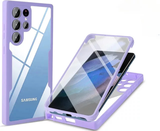 Transparente 360 Grad Schutzhülle für Samsung Galaxy S24 S25 S23 S22 Ultra Plus FE A54 A16 A06 A36 A56 A26 A05S mit vollständiger Bildschirmabdeckung - Bild 1