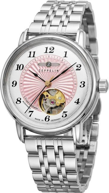 Zeppelin Damenuhr Automatik, Edelstahl, Pink, 36 mm, 5 ATM - Bild 1