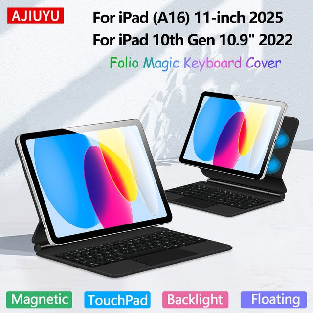 Apple Magic Keyboard Folio für iPad 11 Zoll 2025, magnetische Smart-Cover Tastaturhülle mit Touchpad in Schwarz - Bild 1