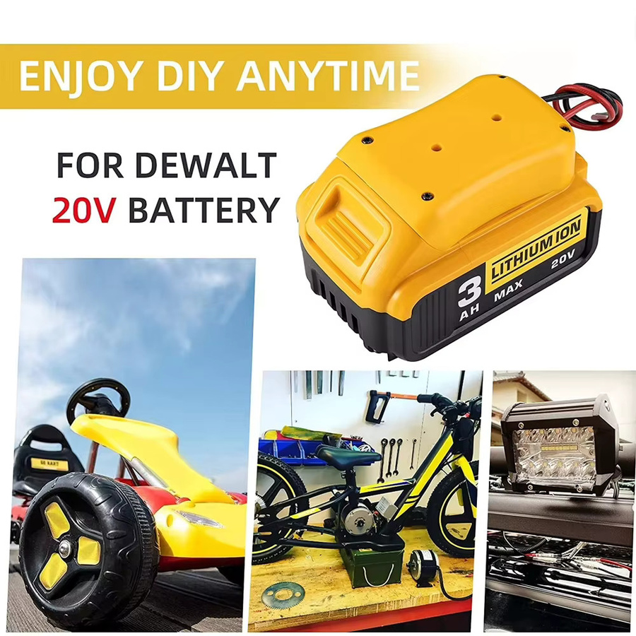 DeWalt Batterie-Adapter-Konverter für 14,4 V, 18 V und 20 V Li-Ion-Akkus mit Sicherungsstecker in Gelb - Bild 3