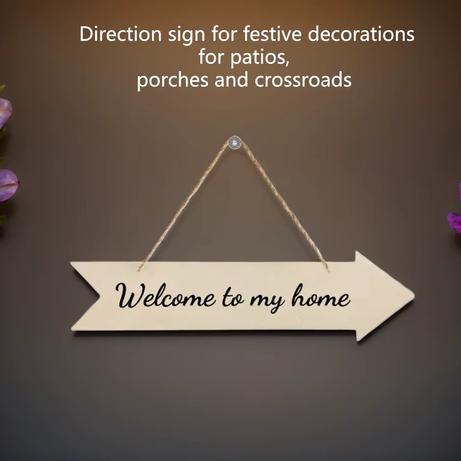 Personalisierte Holzpfeil-Plakette in Beige mit individuellem Text, einseitig bedruckte hängende Gartendekoration aus Holz im rustikalen Design - Bild 2