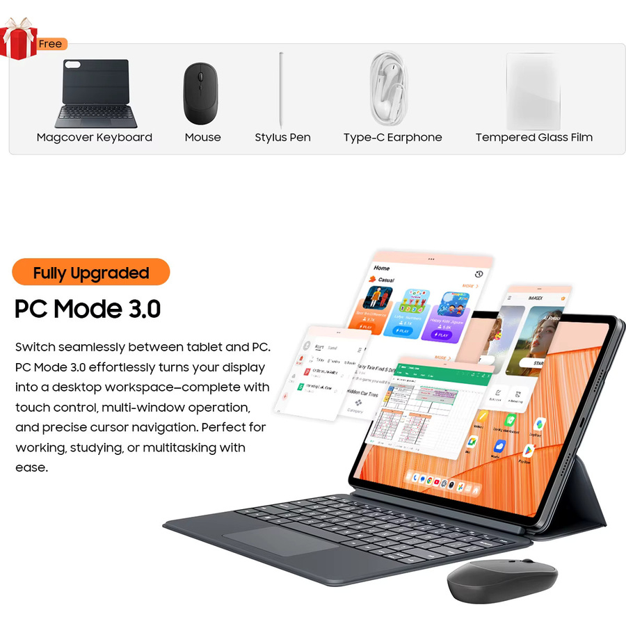 Blackview MEGA 12 Tablet 5G mit MediaTek Dimensity 7200 CPU, 12,2 Zoll 2,4K 120Hz Display, 256 GB Speicher, 12 GB RAM, grau - Bild 4