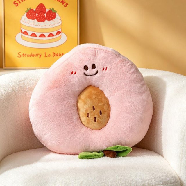 Yiran Toy Frucht-Plüschkissen Set aus weichem Polyester in 6 Designs: Orange, Pfirsich, Banane, Avocado, Apfel und Mango, Durchmesser: 40 cm - Bild 1