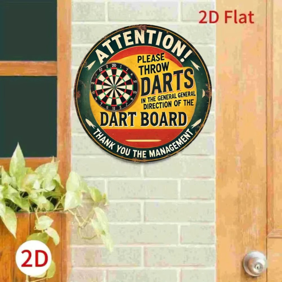 CIFBUY Retro Wandkunst aus Metall Throw Darts in Mehrfarbig, Rundes Vintage-Dekor für dein Spielzimmer, Durchmesser: 20 cm - Bild 3