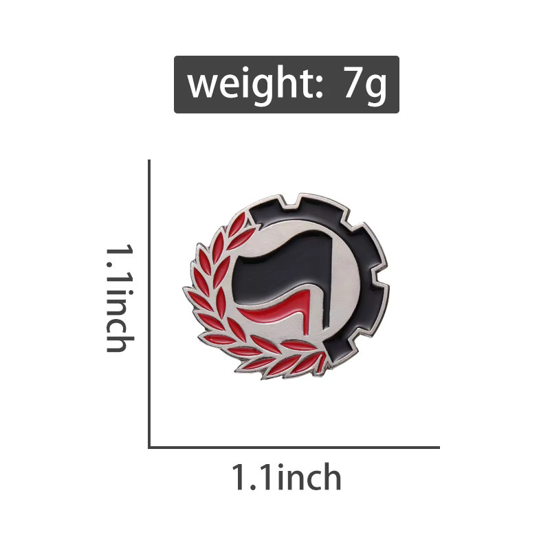 Brosche Antifascista Emaille Pins, Schwarz, Rot, Unisex - Bild 3