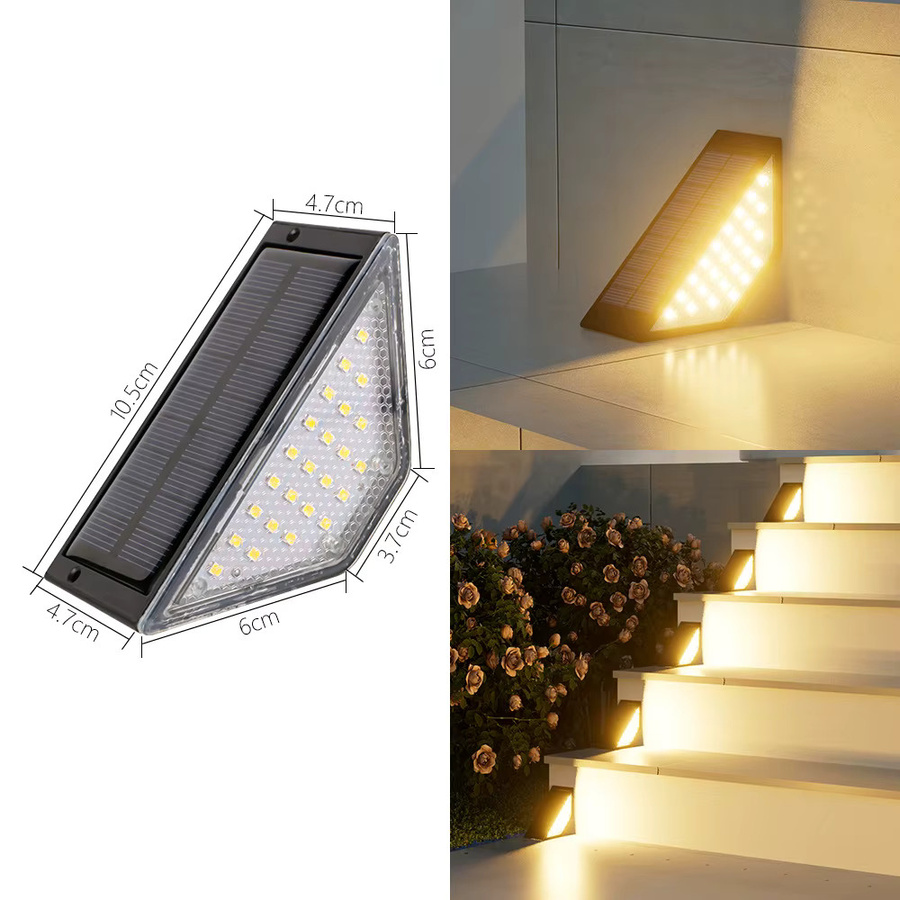 QHSPE Solar-Treppenleuchten für den Außenbereich mit automatischer Dimmung, moderne Stufenlampe für Garten und Terrasse, Weiß oder Schwarz, B/T/H: 10,5 x 6,0 x 4,7 cm - Bild 6
