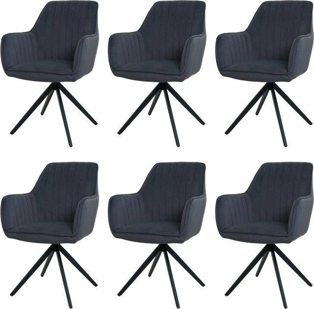 CHEFGASTRO Esszimmerstuhl 6er-Set Anthrazit mit Auto-Return-Funktion, drehbar, Stoff/Textil, H: 87 cm, B: 58 cm, T: 55 cm, Sitzhöhe: 46 cm - Bild 1