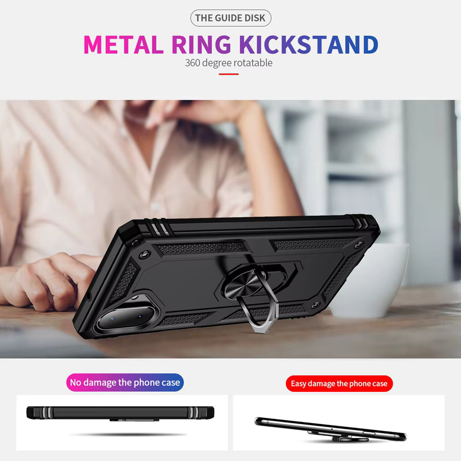 Stoßfeste Schutzhülle für Samsung Galaxy A16 A17 A06 A07 A37 A56 A57 4G 5G mit Metallring-Halter und Standfunktion in Schwarz - Bild 6