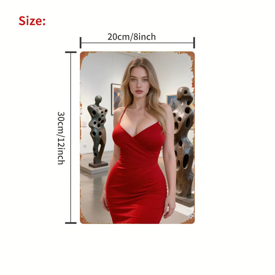 Abstrakte Metall-Wanddekoration Rotes Kleid von CIFBUY in Rot, Rechteckig, Breite: 20,32 cm, Höhe: 30,48 cm - Bild 2