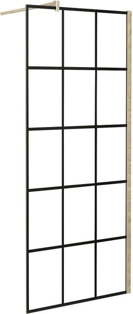 AICA Walk-in Duschwand mit Stabilisierungsstange und breitem Kopf, Nano Glas mit regelmäßigen Streifen, Farbe: Transparent, B: 90 cm, H: 200 cm - Bild 1