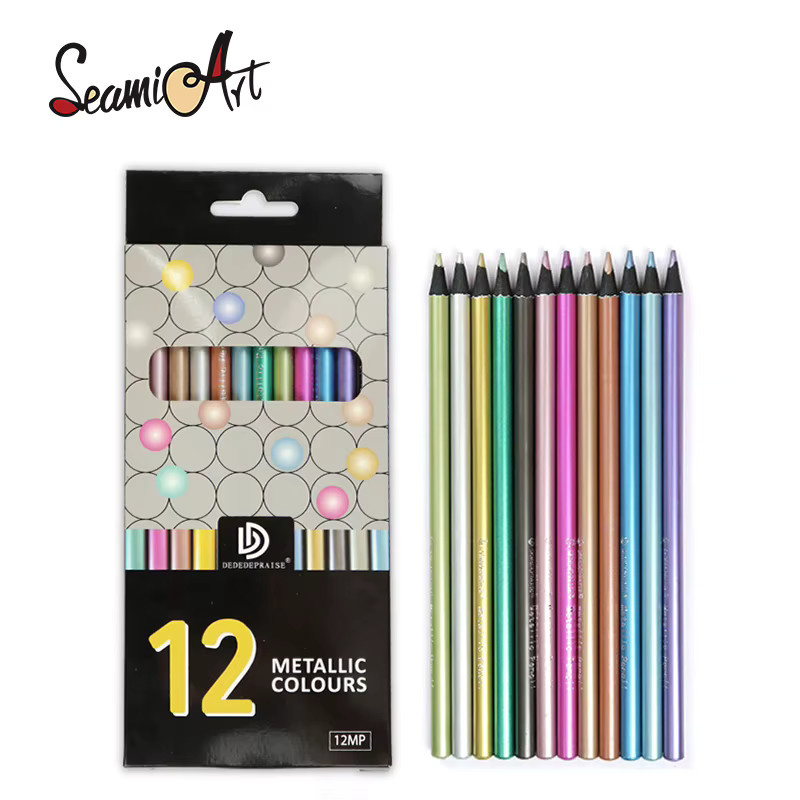 Semi art Metallic-Buntstifte in 12 Farben für Zeichnungen und Malereien auf schwarzem Karton - Bild 2