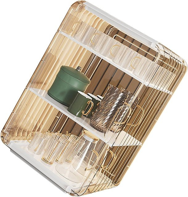 Aimo Becher Aufbewahrungsgestell aus Kunststoff, stapelbar und staubdicht, Organizer Box in Transparent und White - Bild 1