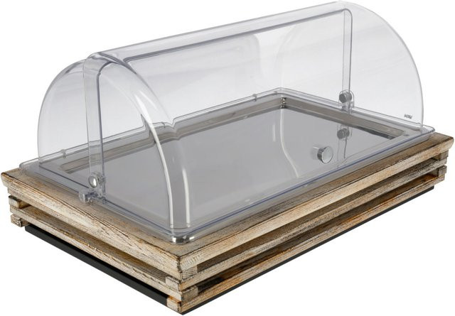 VEGA Buffetvitrine Natchez in Weiß, Transparent und Edelstahl, rechteckig, B: 57,5 cm, T: 37 cm, H: 27,7 cm - Bild 1