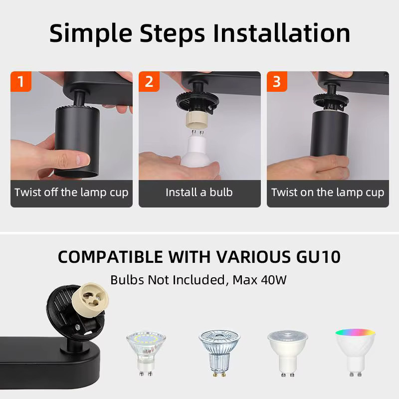 CHENBEN GU10 LED Decken-Spot-Leuchte in Schwarz für Wohnzimmer, Schlafzimmer und Flur - Bild 3