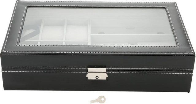 CosyHome Schmuck Organizer Koffer, 3 Fächer Brillen, 6 Fächer Uhren, schwarz - Bild 1