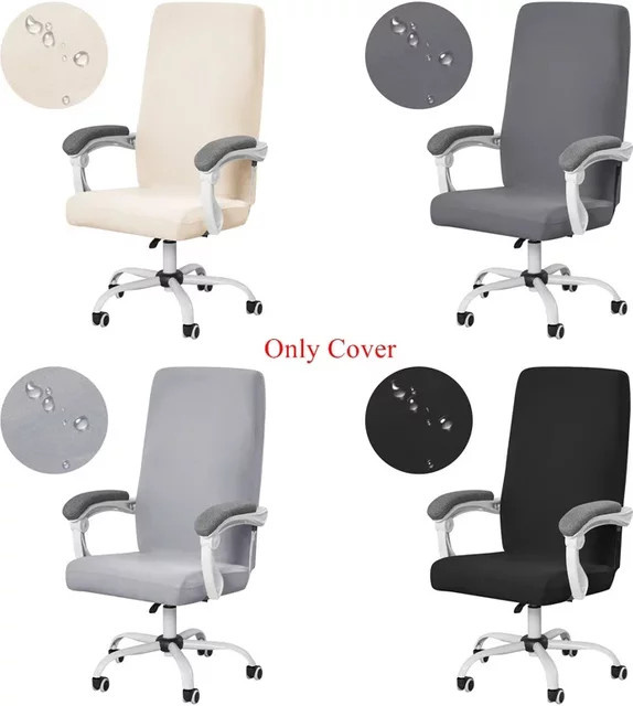 WANERQU Stretch Spandex Stuhlbezüge für Esszimmerstühle und Bürostühle, modern und abnehmbar, grau und beige - Bild 1