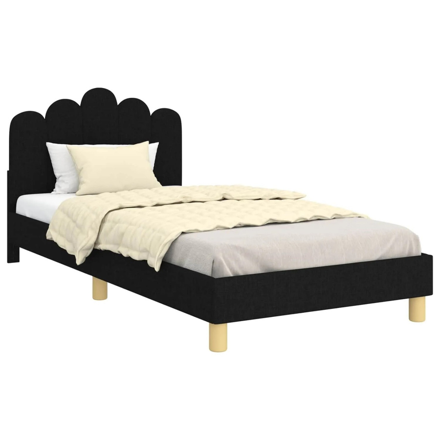 vidaXL Kinderbettgestell mit Kopfteil in Schwarz aus Stoff und Holzwerkstoff, B/T/H: 200 x 80 x 84 cm - Bild 2
