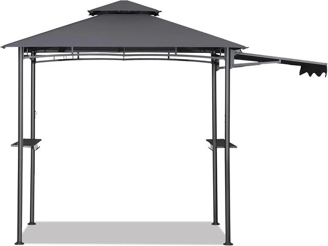 Sekey Grillpavillon Grau Anthrazit mit Markise, Ablage und Regalen, B/T/H: 362 x 150 x 250 cm - Bild 1