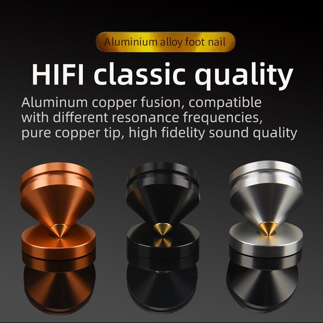 HIFIDIY 4er-Set Lautsprecherständer-Füße aus Aluminiumlegierung in Schwarz mit Metallspikes und konischen Bodenfüßen M23*20 - Bild 1