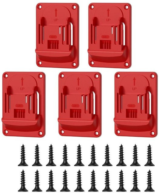 5-teiliger vertikaler Wandorganizer von All For You zur Aufbewahrung von 18V Elektrowerkzeugen aus ABS-Kunststoff in Rot - Bild 1