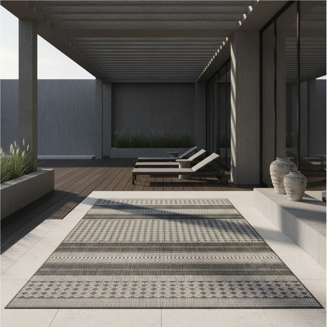 Outdoorteppich SARNTAL von Kadima Design im Vintage-Stil aus Polypropylen, Beige/Grau, B: 120 cm, T: 170 cm - Bild 1