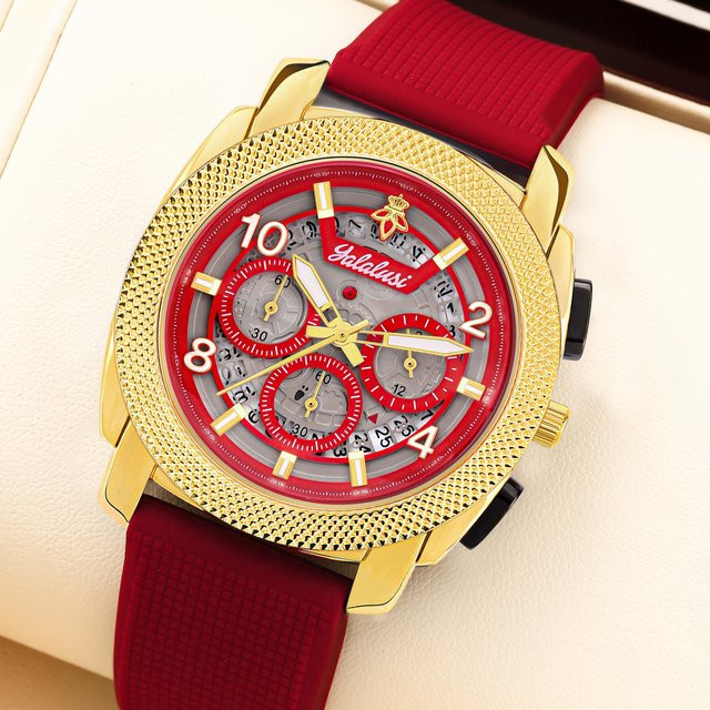 YaLaLuSi Armbanduhr, Quarz, Silikon, Rot, Herren - Bild 1
