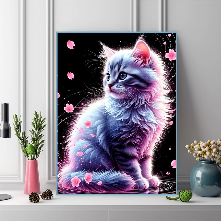 EverShine Diamantmosaik Katze Bild mit Strass-Stickerei als Wandkunst, Mehrfarbig, B/H: 30 x 30 cm - Bild 3