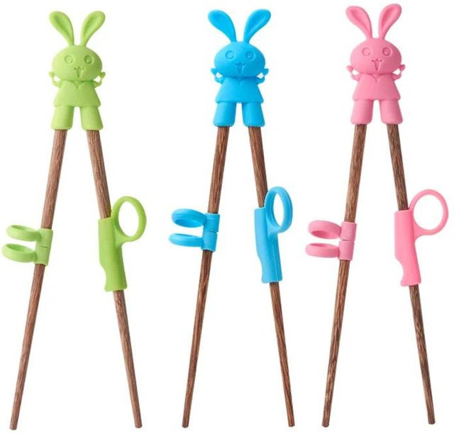Yiran Furniture Lern-Essstäbchen für Kinder aus Holz und Silikon in Mehrfarbig - Bild 1