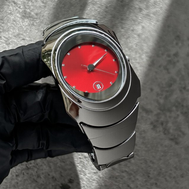 STARPERISH Herrenuhr, Quarz, Edelstahl, Rot, Silber, Analoguhr - Bild 1