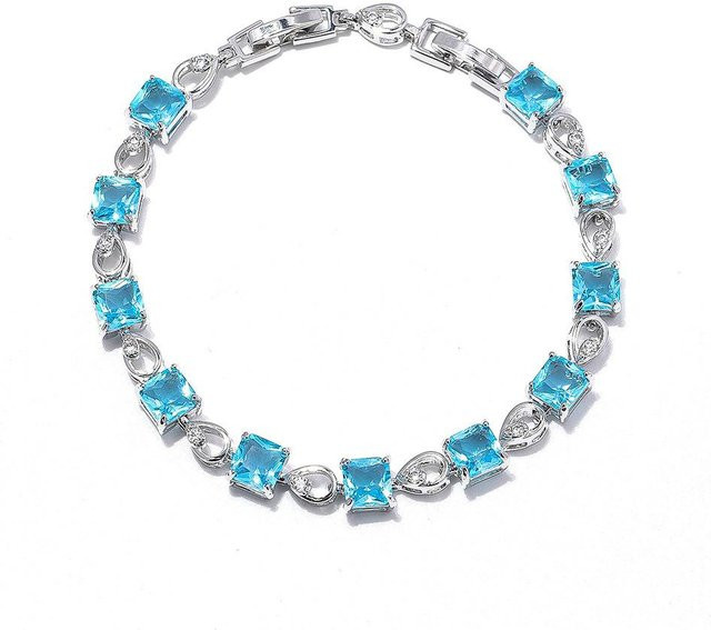 YIRAN Armband, quadratischer Zirkon, Smaragd, grau, Damen, 17,5 + 3 cm - Bild 1