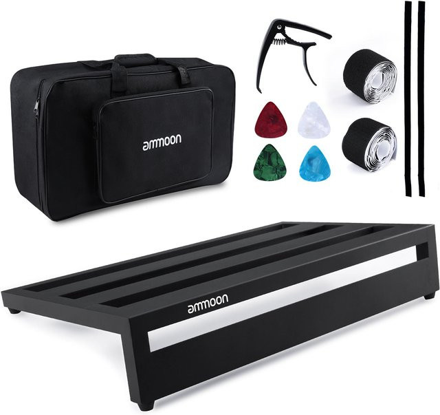Ammoon Gitarren Effektpedal Board aus Aluminiumlegierung in Schwarz inklusive Tragetasche, Capo und 4 Picks - Bild 1