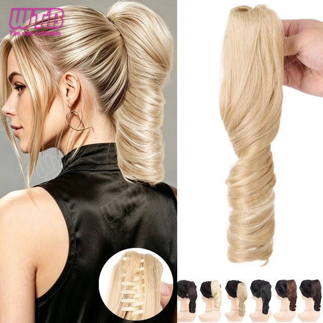 WTB Deep Curly Pferdeschwanz-Perücke, synthetisch, kurz, lockig, Damen - Bild 1