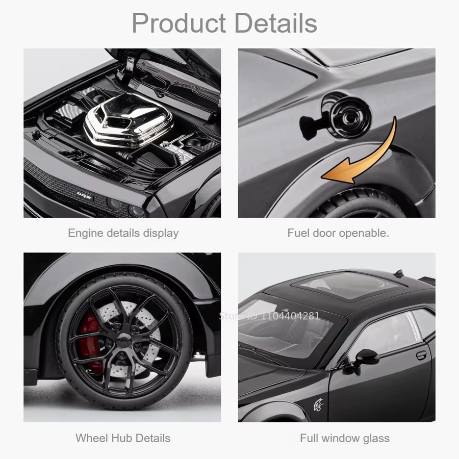 MAKEDA Hellcat 720S Modellauto, 1:18, Metall, Schwarz, mit Licht und Sound - Bild 5