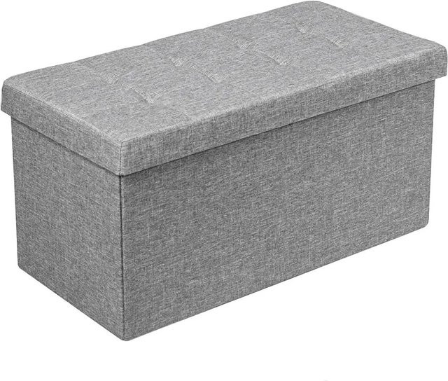 Costway Sitzhocker mit Stauraum, klappbar, Grau, B/T/H: 40,5 x 40,5 x 40,5 cm - Bild 1