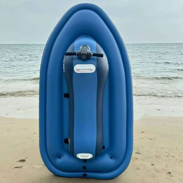 HAOYUNMA Elektrisches Motorisiertes Aufblasbares Jet-Ski-Boot Spielzeug, Blau - Bild 1
