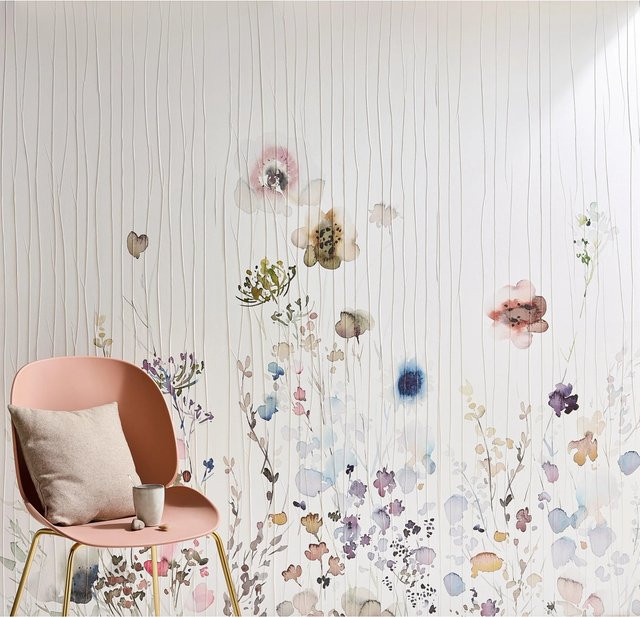 Marburg Vliestapete Blumen Crushed-Optik Modern Weiß Multicolour B: 270 cm x H: 210 cm - Bild 1