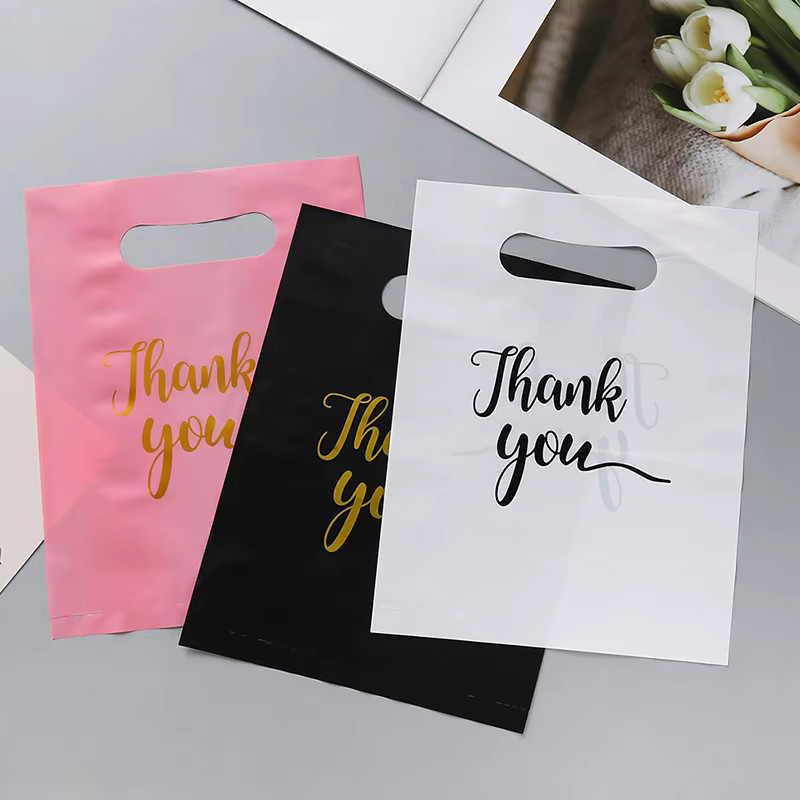 20 Stück Dankeschön-Geschenktüten aus Kunststoff von ZYF in Schwarz, Weiß und Rosa - Bild 2