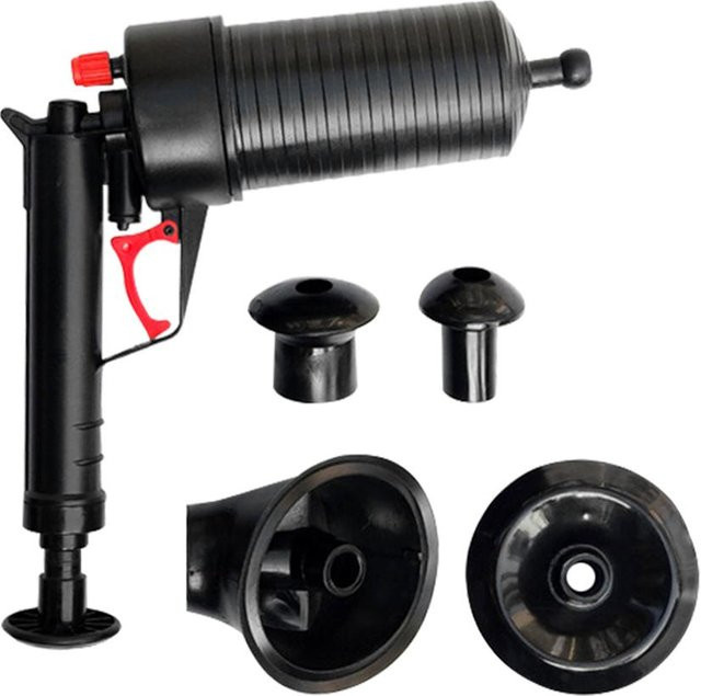 Binchi Outdoor Equipment Luftpumpe Druckrohr Plunger Abflussreiniger in Schwarz zur Reinigung von Waschbecken, Becken und Rohrleitungen in Bad und Küche - Bild 1