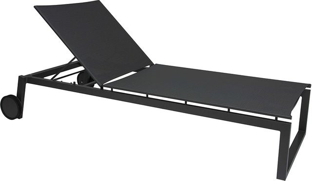 Stern Robin Rollenliege aus Aluminium in Anthrazit mit Textilenebezug in Karbon-Optik, stapelbar und mit 5-fach verstellbarem Rückenteil - Bild 1