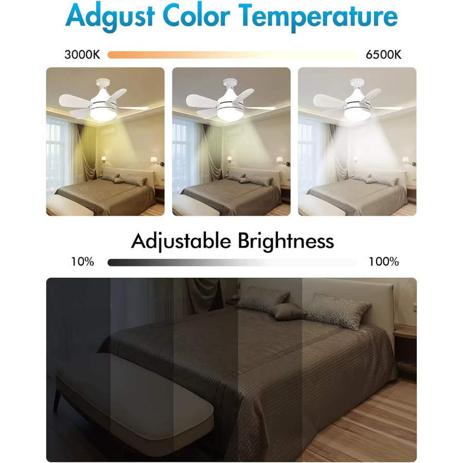JOYINLED Deckenventilator mit Beleuchtung und Fernbedienung, dimmbar, Weiß, Modernes Design für Schlafzimmer und Wohnzimmer - Bild 2